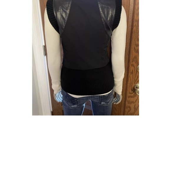 EUC BCBG Viggo Black Leather and Knit Vest size medium - Picture 6 of 15